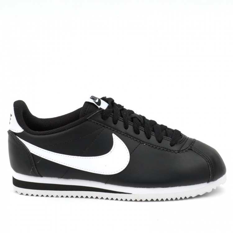 Nike classic cortez leather black white on sale