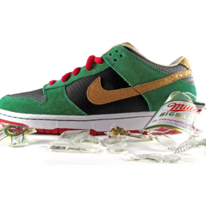 Кеды Nike SB Dunk Low Premium "Miller High Life" 313170-008 (black-metallic gold-pine green)