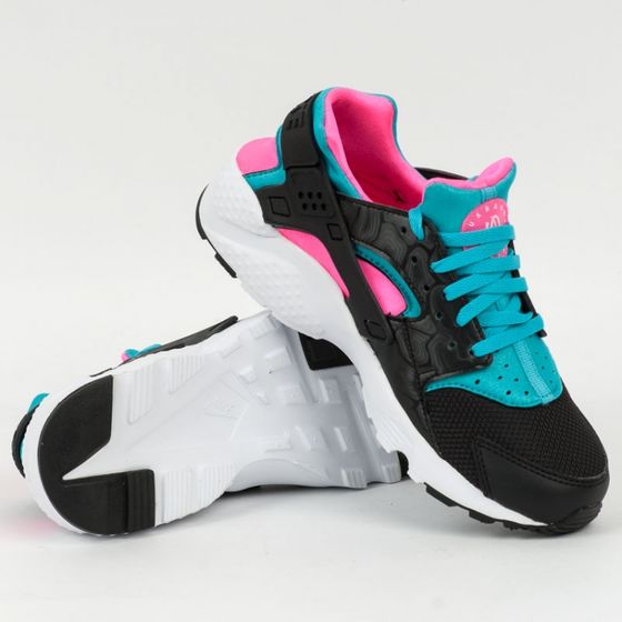 Кроссовки детские женские Nike Huarache Run GS 654280-005 (black-white-pink blast)
