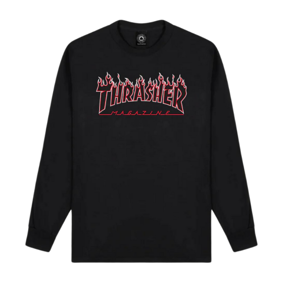 Лонгслив Thrasher Flame Logo Ls 311032 (black-red)