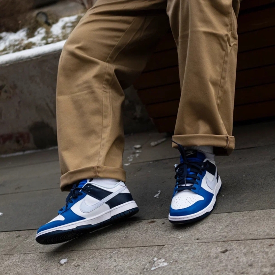Кроссовки Nike Dunk Low FQ8826-100 (white-football grey-game royal)