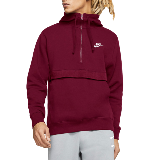 Худи Nike Club Fleece Half Zip Hoodie BV2699-638 (dark beetroot-white)