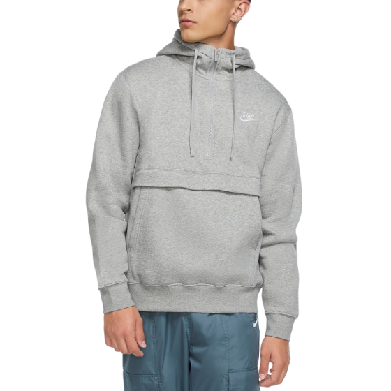 Худи Nike Club Fleece Half Zip Hoodie BV2699-066 (dk grey heather-white)