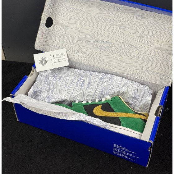 Кеды Nike SB Dunk Low Premium "Miller High Life" 313170-008 (black-metallic gold-pine green)