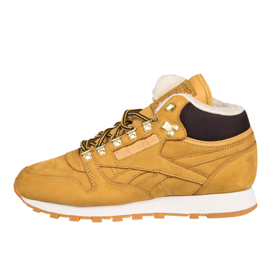 Кроссовки Reebok Classic Leather Mid Sherpa V70679 (golden wheat-brown-white)