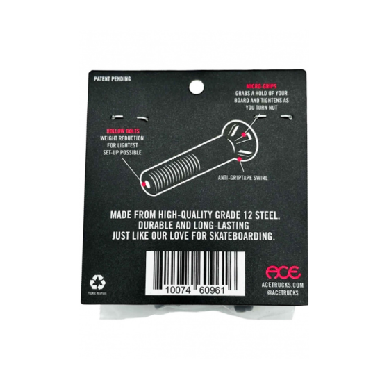 Винты Ace Trucks Hollow Bolts W/ Grippers AHPHBGA114 (black)